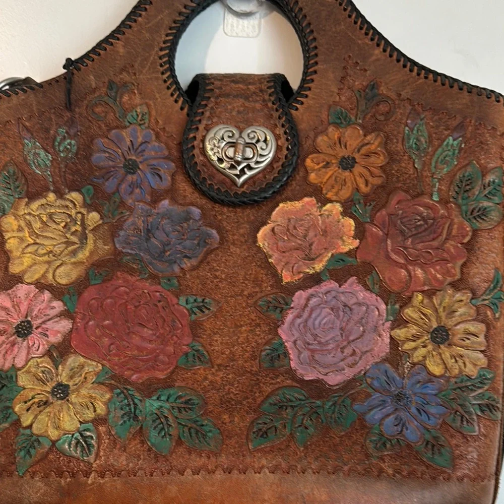 Brown Bohemian Shoulder Bag with Decorative Patterns - Picture 2 of 8